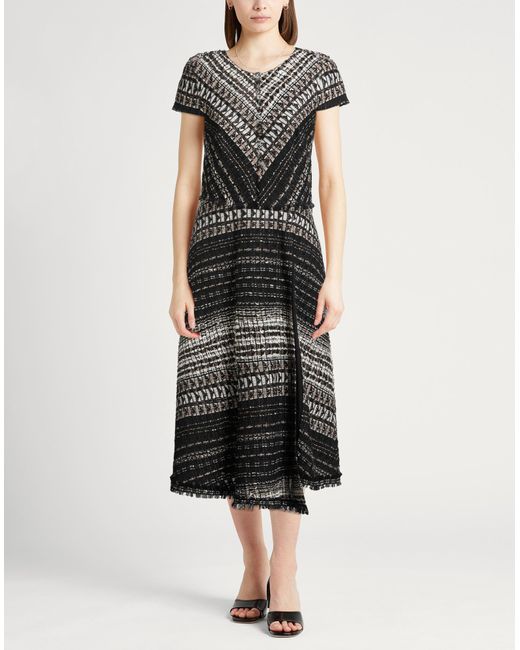 Paule Ka Black Midi Dress Synthetic Fibers, Cotton, Linen