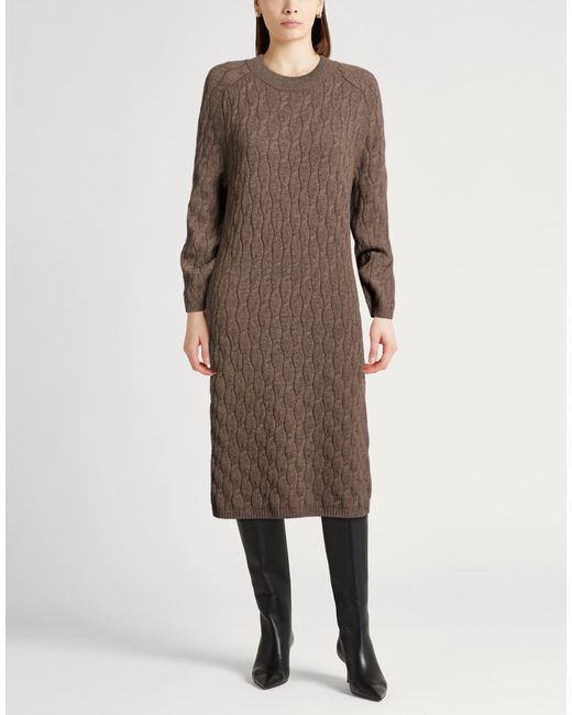 Agnona Brown Midi Dress Cashmere