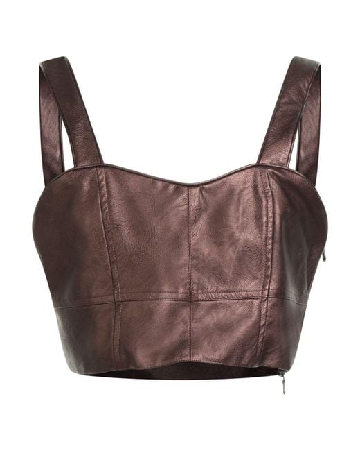 Shirtaporter Brown Top Polyurethane, Viscose