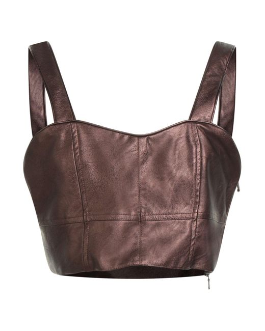 Shirtaporter Brown Top Polyurethane, Viscose