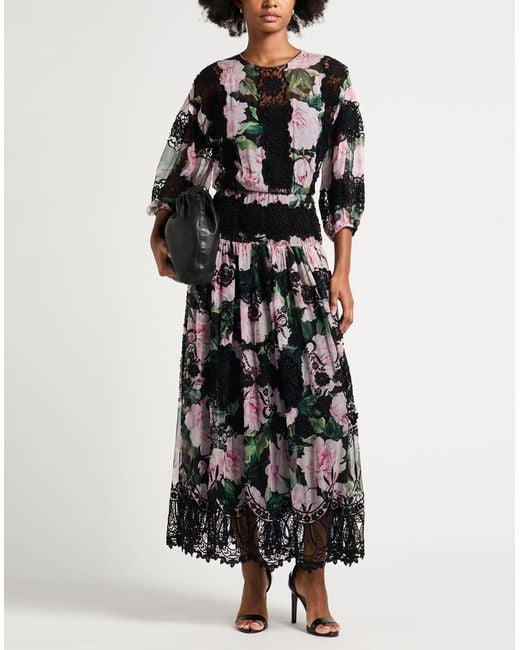 Dolce & Gabbana Black Maxi Dress Cotton, Silk, Polyester