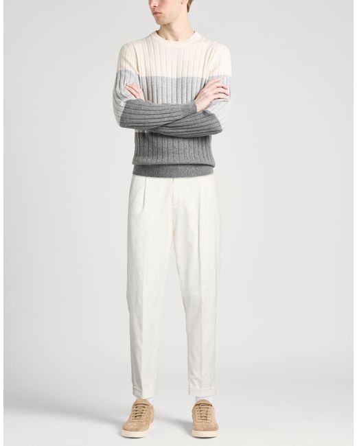 Paolo Pecora White Pants Cotton, Elastane for men