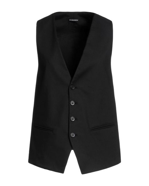 Ann Demeulemeester Black Tailored Vest Cotton, Elastane, Viscose