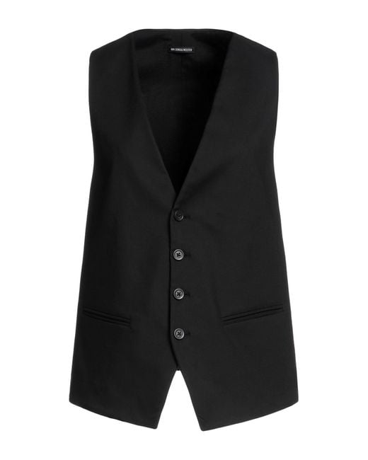 Ann Demeulemeester Black Tailored Vest Cotton, Elastane, Viscose
