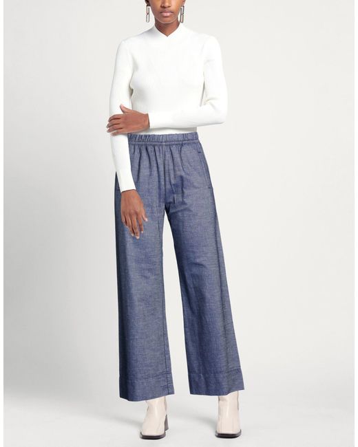CIGALA'S Blue Pants Cotton, Lyocell, Linen, Elastane