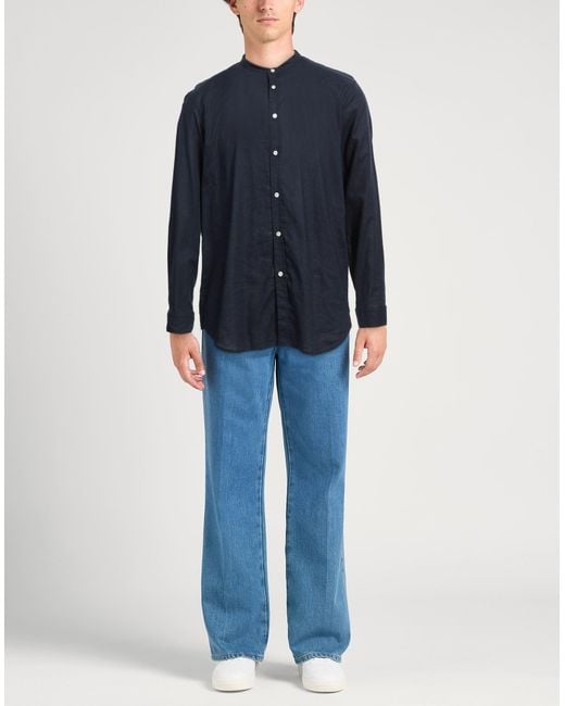 Manuel Ritz Blue Shirt Linen, Cotton for men