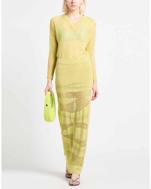 Akep Yellow Light Maxi Skirt Viscose, Polyester