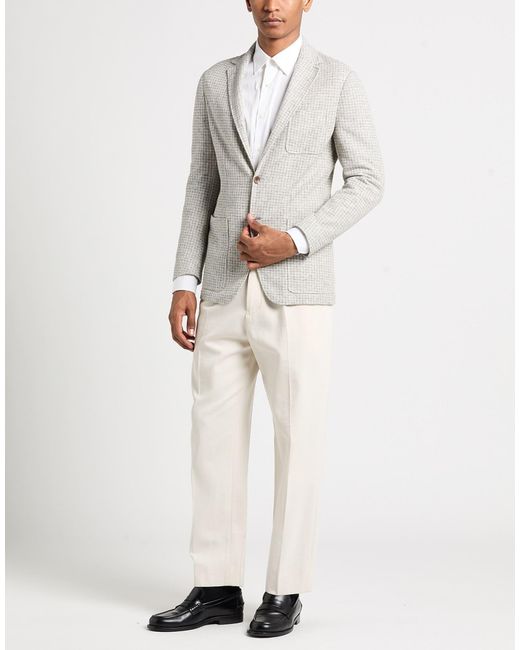 Canali Gray Light Blazer Cotton, Polyester, Linen for men