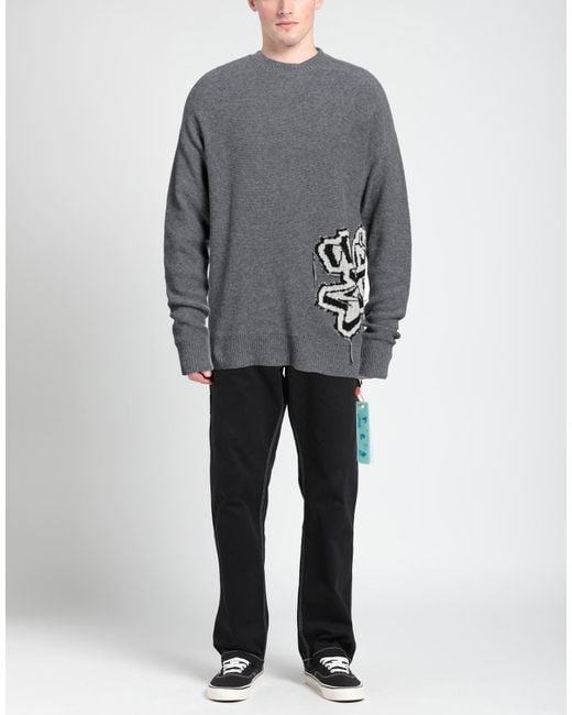 Off-White c/o Virgil Abloh Gray Off Wool Oversize Sweater for men