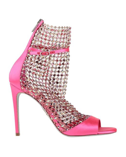 Rene Caovilla Pink Fuchsia Ankle Boots Textile Fibers