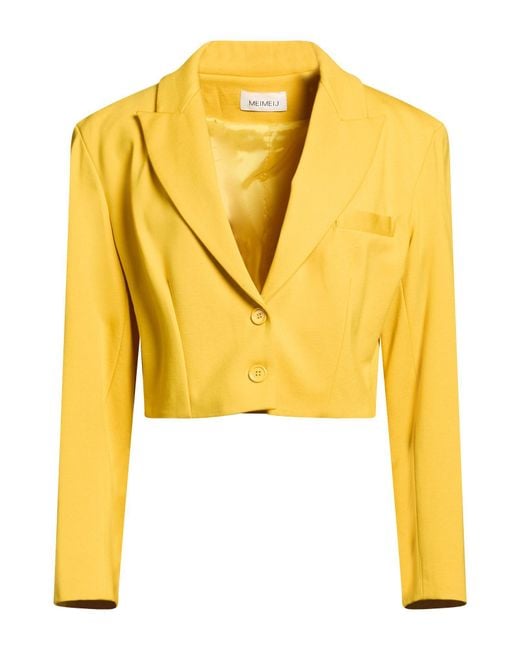 MEIMEIJ Yellow Blazer Viscose, Polyamide, Elastane