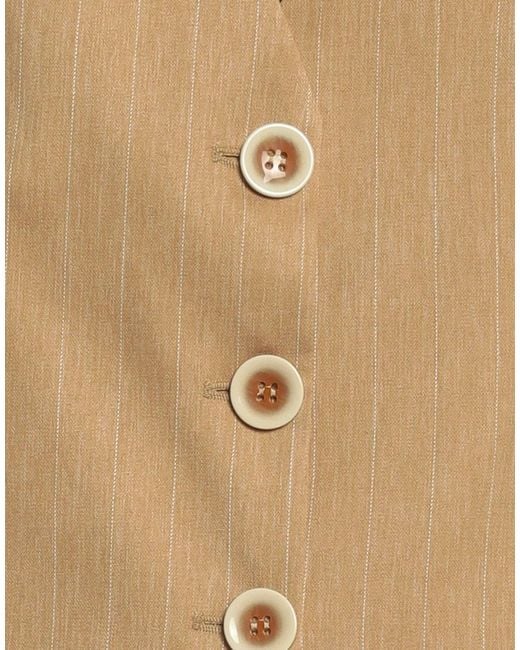 Siste's Natural Camel Tailored Vest Polyester, Elastane, Viscose