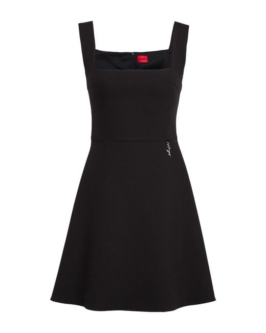 HUGO Black Mini Dress Polyester, Viscose, Elastane