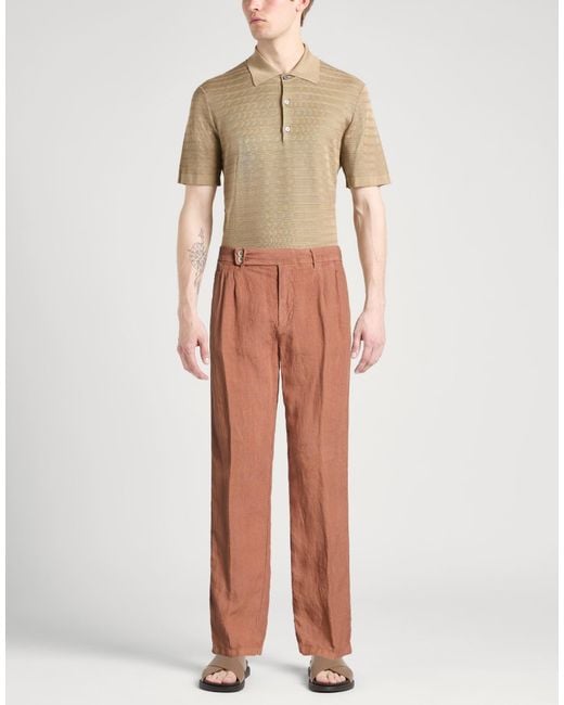 120% Lino Brown Pants Linen for men