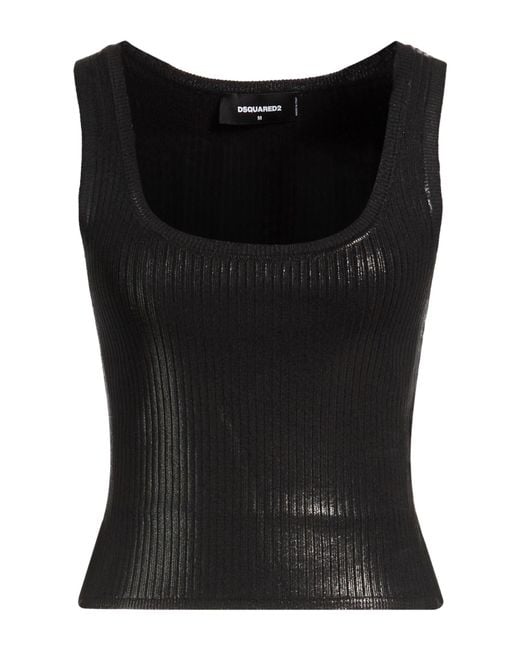 DSquared² Black Tank Top Viscose, Polyamide, Elastane