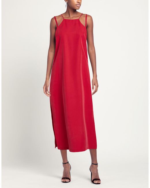 SOLOTRE Red Midi Dress Modal, Polyester