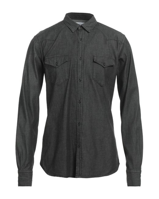 Aglini Gray Steel Shirt Cotton, Elastane for men