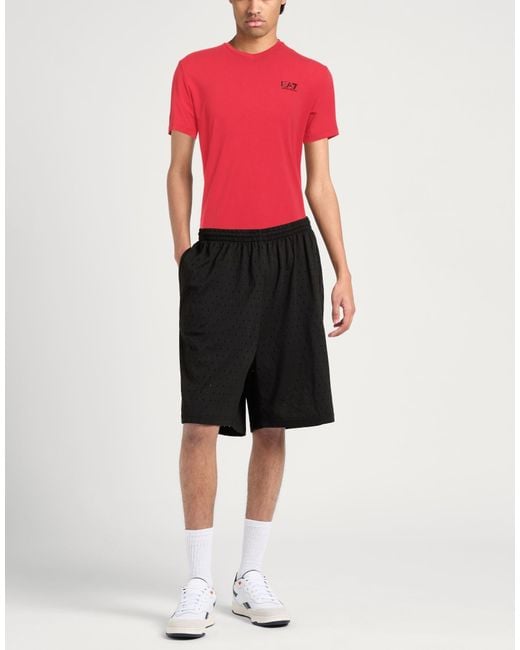 EA7 Red T-Shirt Cotton, Elastane for men