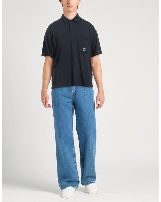 C P Company Blue Polo Shirt Cotton for men