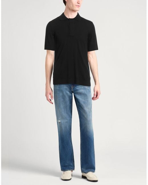 Ferragamo Black Polo Shirt Silk, Cotton for men