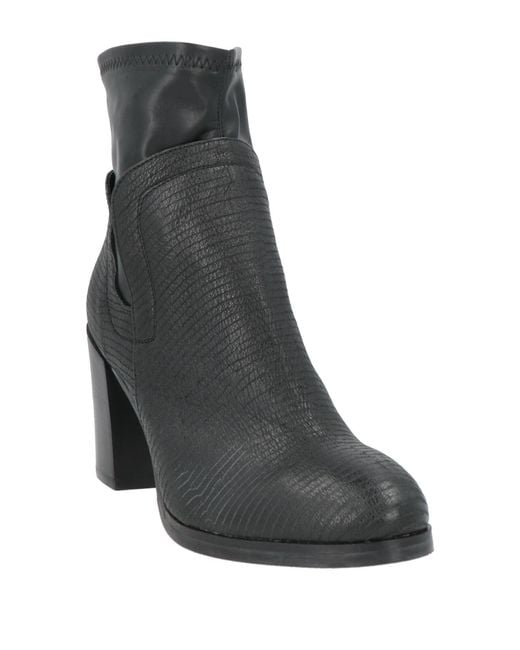 POESIE VENEZIANE Black Ankle Boots Leather, Textile Fibers