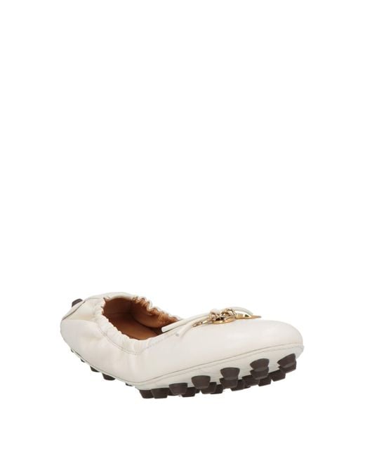 Tod's Natural Ivory Ballet Flats Leather