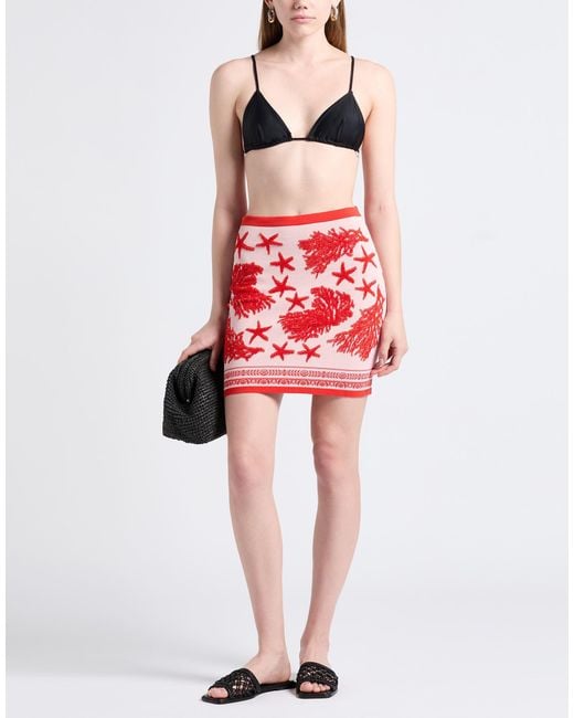 Versace Red Light Mini Skirt Cotton, Viscose, Polyester, Polyamide, Elastane