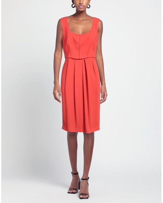 Mantu Red Midi Dress Viscose, Elastane