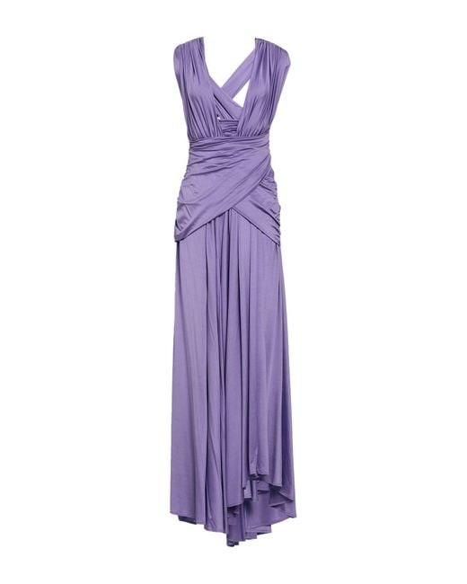 Pinko Purple Maxi Dress Acetate, Elastane