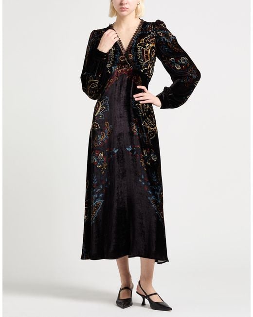Etro Black Midi Dress Viscose, Silk, Cotton, Polyester