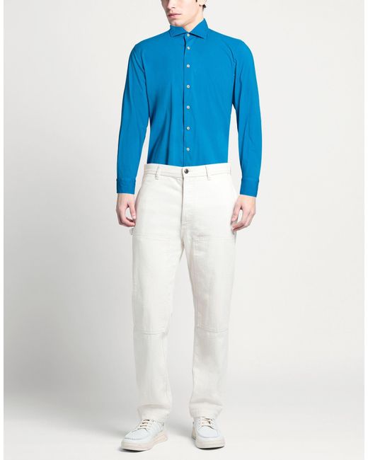 Alessandro Gherardi Blue Shirt Cotton, Elastane for men