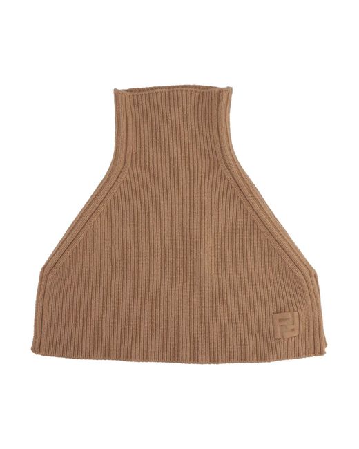 Fendi Brown Camel Scarf Virgin Wool, Cashmere