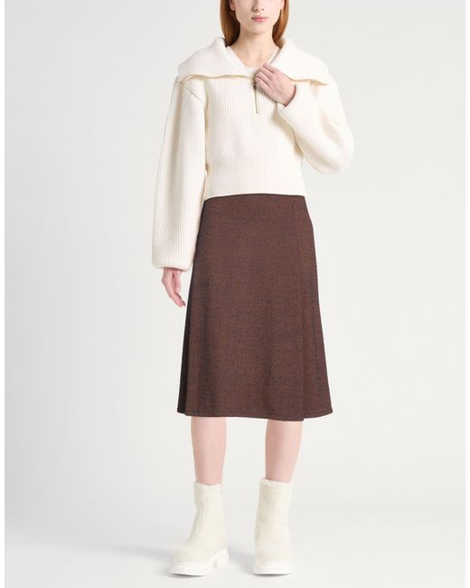 Bruno Manetti Brown Midi Skirt Virgin Wool