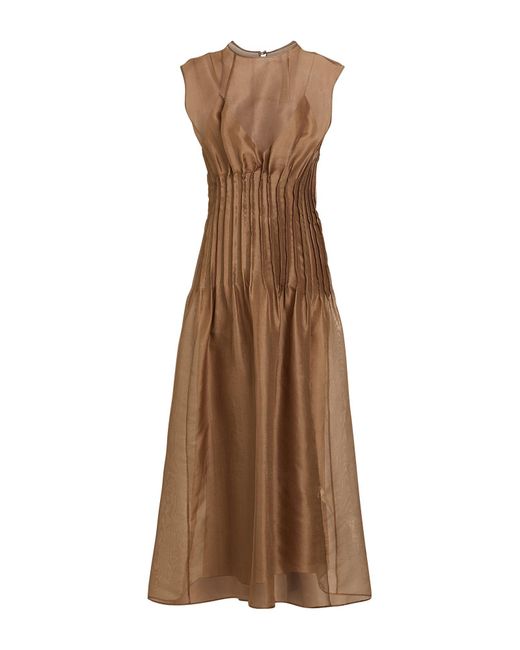 Khaite Brown Midi Dress Silk