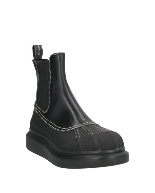 McQueen Black Ankle Boots Leather, Rubber for men