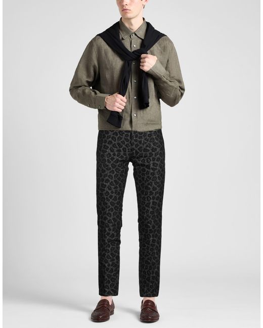 Brian Dales Black Charcoal Pants Cotton, Wool for men