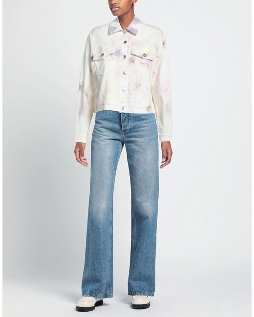 MSGM White Ivory Denim Outerwear Cotton, Elastane