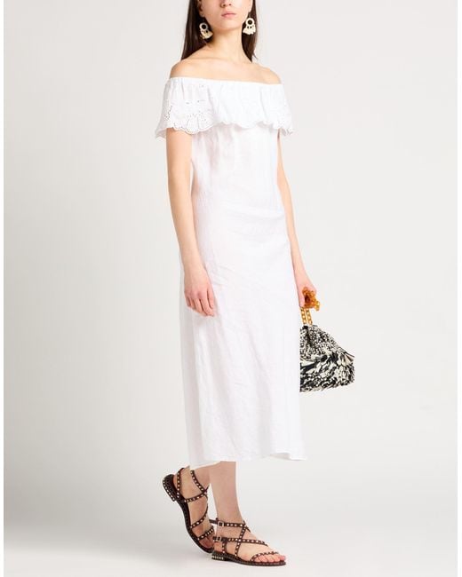 120% Lino White Midi Dress