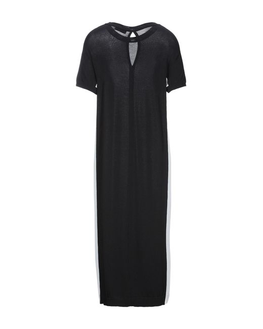 Bruno Manetti Black Midi Dress Viscose, Polyamide