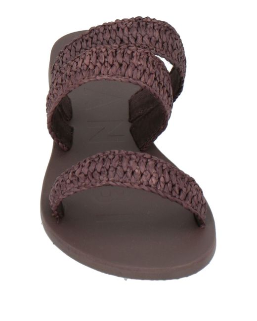 Manebí Brown Sandals Natural Raffia, Leather