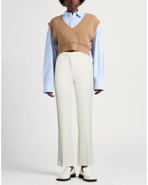 Kaos White Ivory Pants Polyester, Elastane