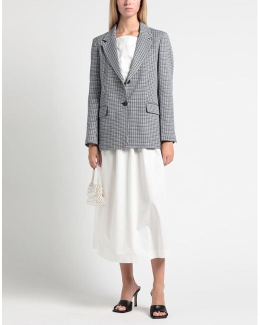 Maje Gray Checked Twill Blazer