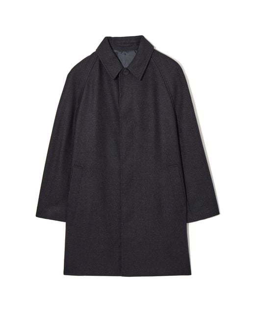 COS Blue Checked Felted-wool Car Coat for men