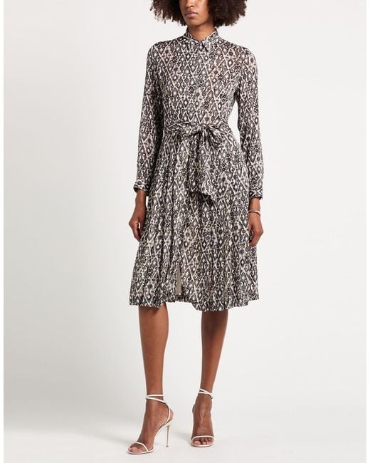 Caliban Natural Midi Dress Polyester, Metallic Polyester