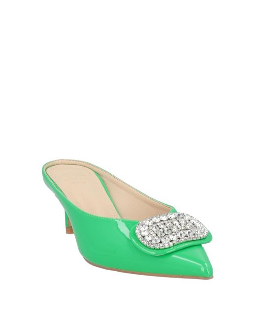 Twenty Four Haitch Green Mules & Clogs Leather