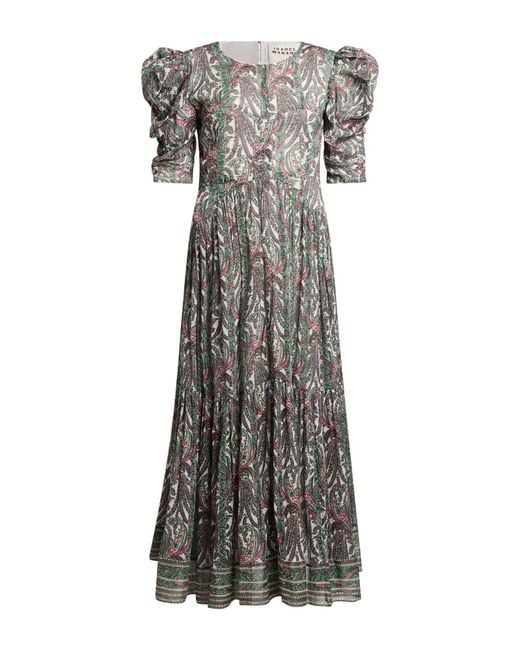 Isabel Marant Gray Dark Maxi Dress Cotton, Silk