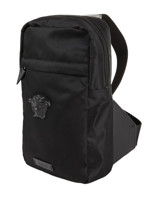 Versace Black Belt Bag Polyamide, Calfskin for men
