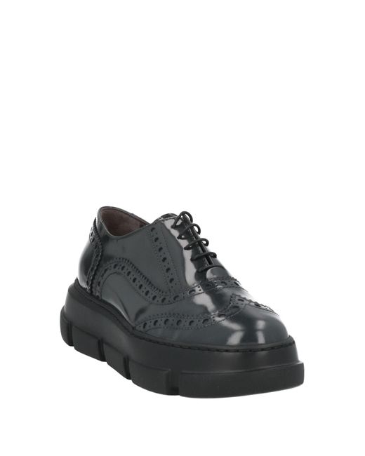 La Cabala Gray Charcoal Lace-Up Shoes Leather