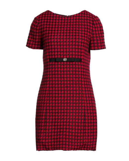 Versace Red Mini Dress Virgin Wool, Viscose, Polyamide