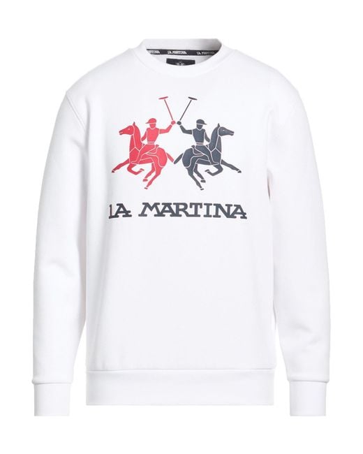 La Martina White Sweatshirt Cotton, Polyester, Elastane for men